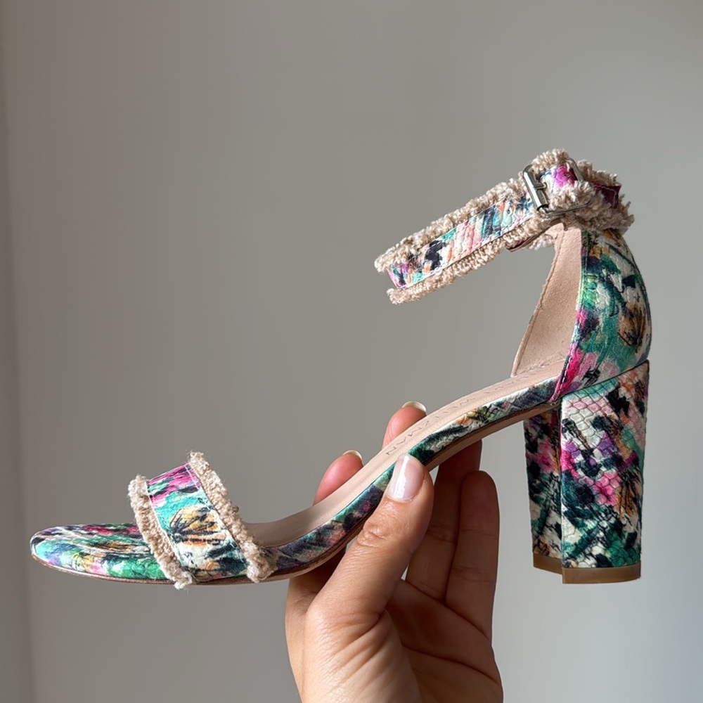 Stuart Weitzman Multi Floral City‎ Sandals Heels size 7.5 - Picture 2 of 15